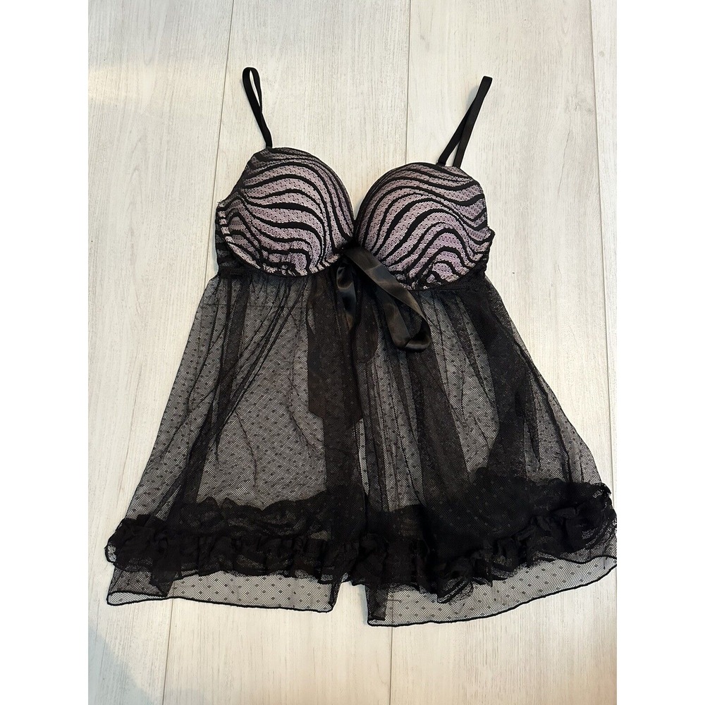 Victoria's Secret Nightgown Sz 36C - Underwire / Push-up Padding - Black